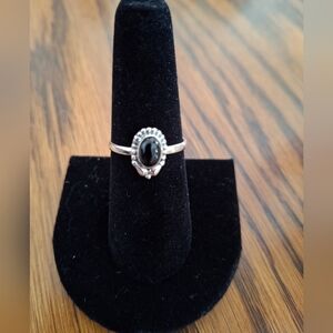 Ring Black Onyx Oval Sterling Silver Size 7
